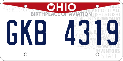 OH license plate GKB4319