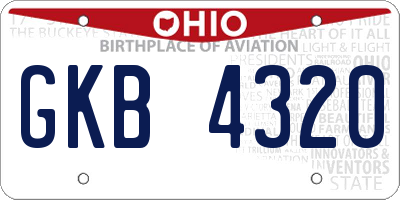 OH license plate GKB4320