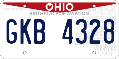 OH license plate GKB4328