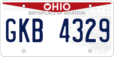 OH license plate GKB4329