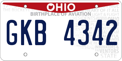 OH license plate GKB4342