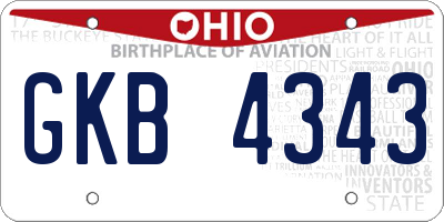 OH license plate GKB4343