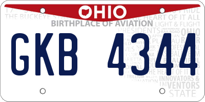 OH license plate GKB4344