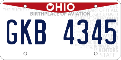 OH license plate GKB4345