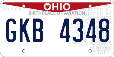 OH license plate GKB4348