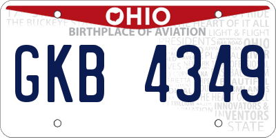 OH license plate GKB4349