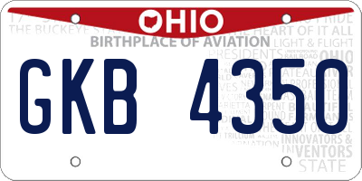 OH license plate GKB4350