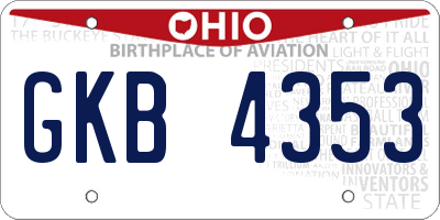 OH license plate GKB4353