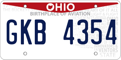 OH license plate GKB4354