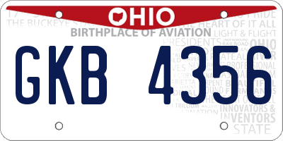 OH license plate GKB4356
