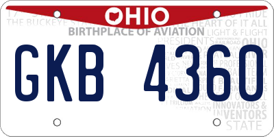 OH license plate GKB4360