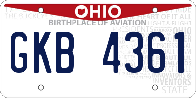 OH license plate GKB4361