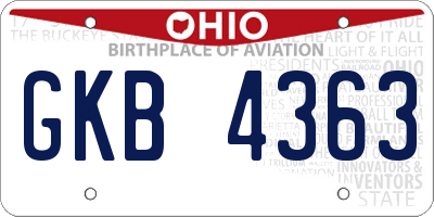 OH license plate GKB4363