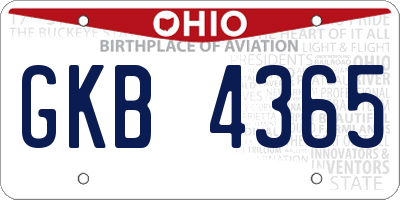 OH license plate GKB4365