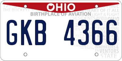 OH license plate GKB4366