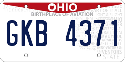 OH license plate GKB4371