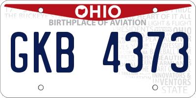 OH license plate GKB4373
