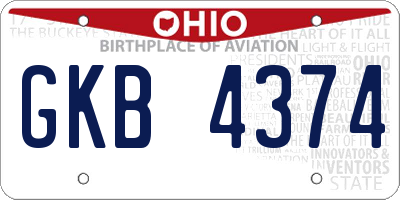 OH license plate GKB4374