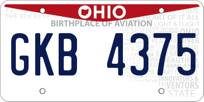 OH license plate GKB4375