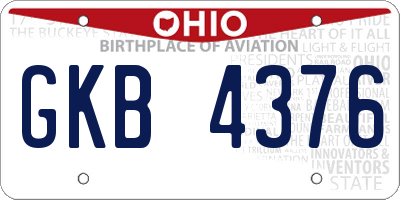 OH license plate GKB4376