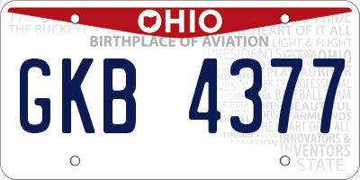 OH license plate GKB4377