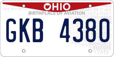 OH license plate GKB4380