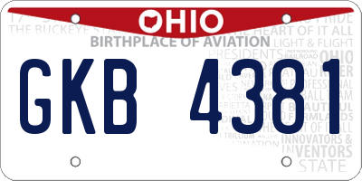 OH license plate GKB4381