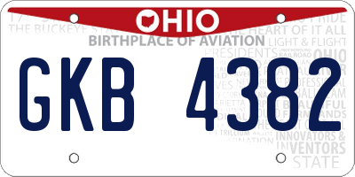 OH license plate GKB4382