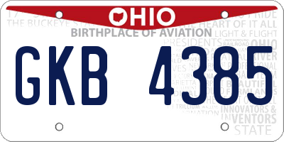 OH license plate GKB4385
