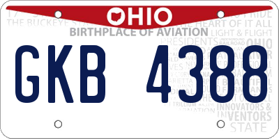 OH license plate GKB4388
