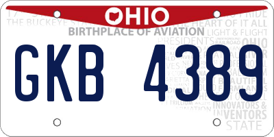 OH license plate GKB4389