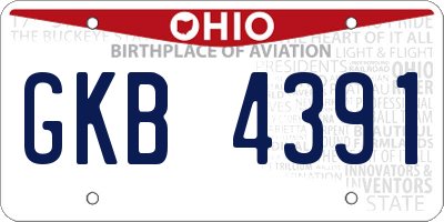OH license plate GKB4391