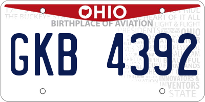 OH license plate GKB4392