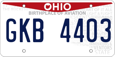 OH license plate GKB4403