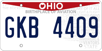 OH license plate GKB4409