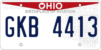 OH license plate GKB4413
