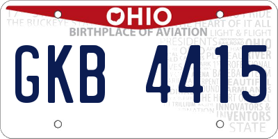 OH license plate GKB4415