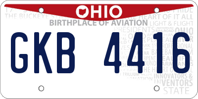 OH license plate GKB4416