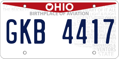 OH license plate GKB4417