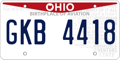OH license plate GKB4418
