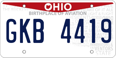 OH license plate GKB4419