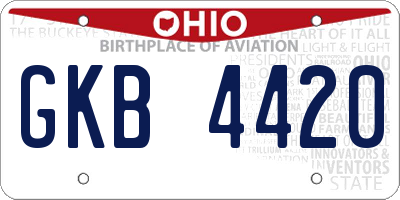 OH license plate GKB4420