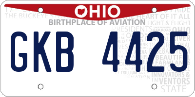 OH license plate GKB4425