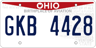 OH license plate GKB4428