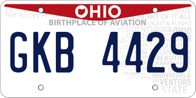 OH license plate GKB4429