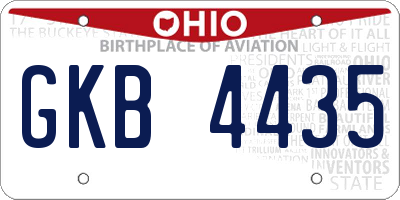 OH license plate GKB4435
