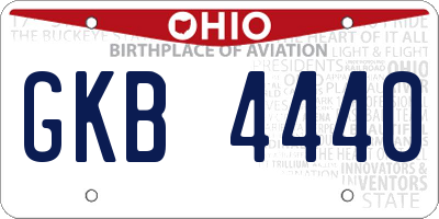 OH license plate GKB4440