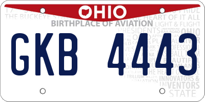 OH license plate GKB4443