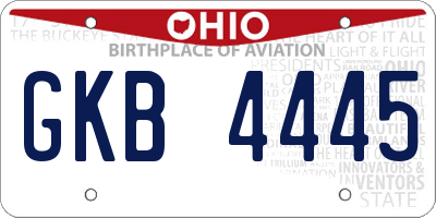 OH license plate GKB4445