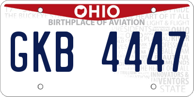 OH license plate GKB4447